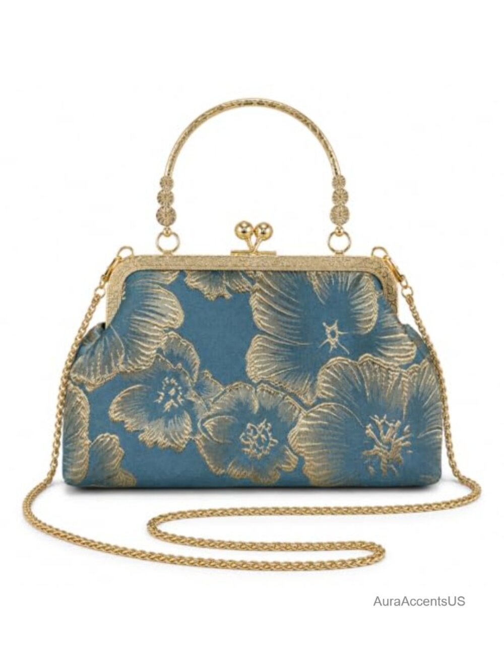 Womens Evening Clutch Purse Detachable Chain Embroidered Small Shoulder Bag Silk